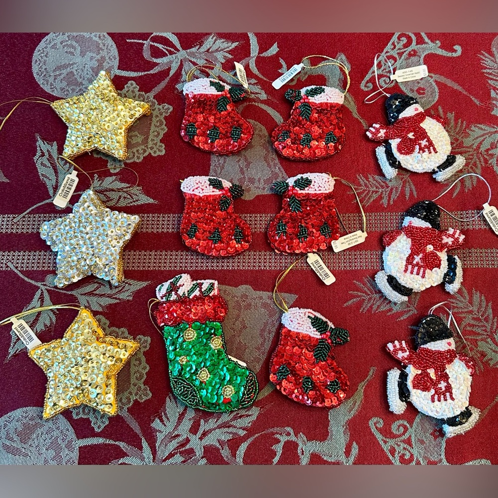 🎄 Crate & Barrel Beaded/Sequin Ornaments 🎄